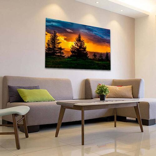 Cuadro Decorativo Canvas Paisaje de Bosque al atardecer de 90 X 60 cm