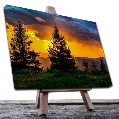 Cuadro Decorativo Canvas Paisaje de Bosque al atardecer de 90 X 60 cm