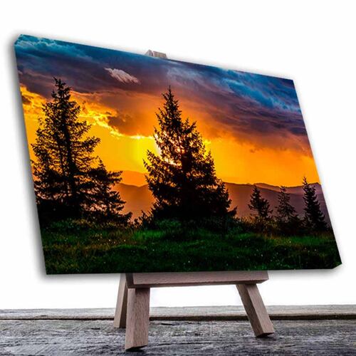 Cuadro Decorativo Canvas Paisaje de Bosque al atardecer de 60 x 40 cm