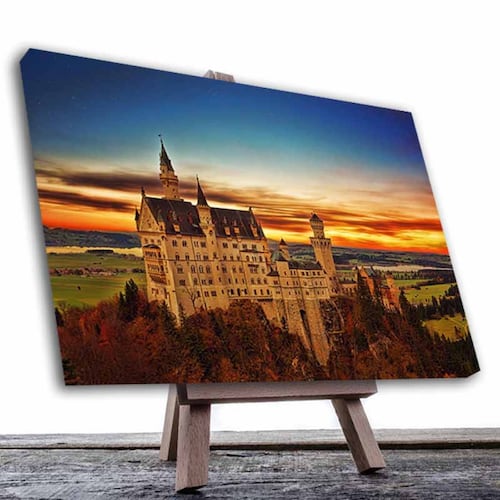 Cuadro Decorativo Canvas Paisaje Castillo Neuschwanstein en Alemania de 135 X 90 cm.