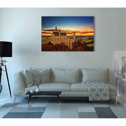 Cuadro Decorativo Canvas Paisaje Castillo Neuschwanstein en Alemania de 135 X 90 cm.