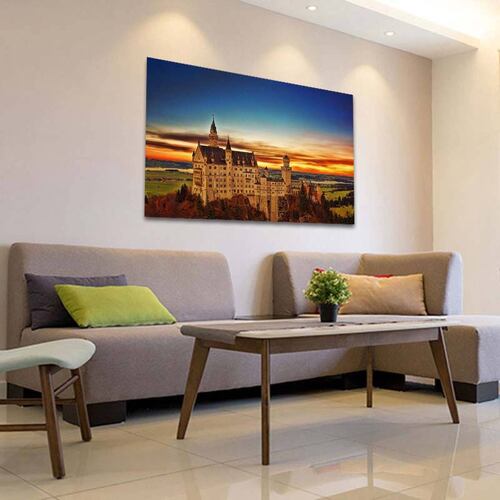 Cuadro Decorativo Canvas Paisaje Castillo Neuschwanstein en Alemania de 135 X 90 cm.