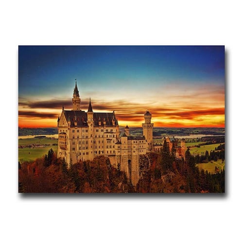 Cuadro Decorativo Canvas Paisaje Castillo Neuschwanstein en Alemania de 135 X 90 cm.