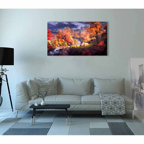 Cuadro Decorativo Canvas Paisaje de Rio en las Montañas de 90 X 60 cm
