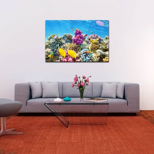 Cuadro Decorativo Canvas Paisaje de Arrecifes y Peces de 120 X 80 cm.