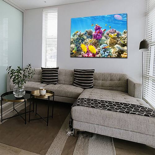 Cuadro Decorativo Canvas Paisaje de Arrecifes y Peces de 120 X 80 cm.