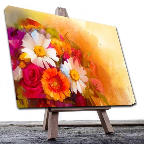 Cuadro Decorativo Canvas Paisaje Arte en Flores de Colores Calidos de 120 X 80 cm.