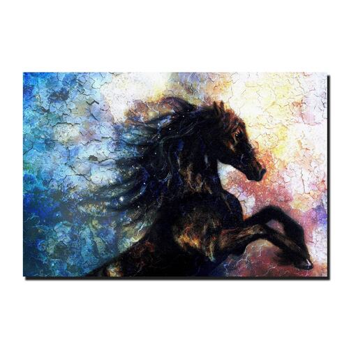 Cuadro Decorativo Canvas Paisaje de Caballo Negro Artistico de 60 x 40 cm