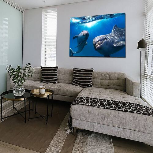 Cuadro Decorativo Canvas Paisaje de Delfines de 120 X 60 cm.