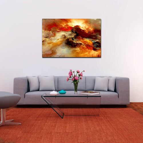 Cuadro Decorativo Canvas Paisaje Abstracto de colores cálidos de 120 X 60 cm.