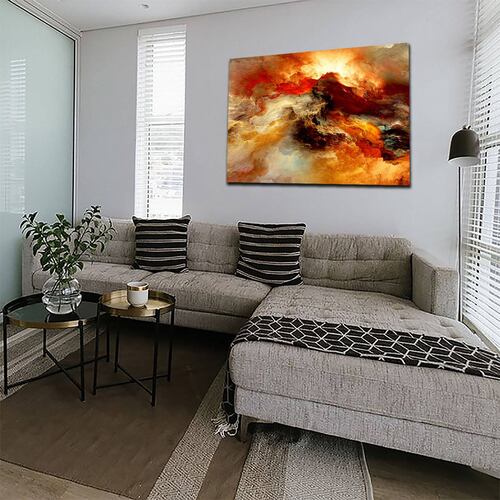 Cuadro Decorativo Canvas Paisaje Abstracto de colores cálidos de 120 X 60 cm.