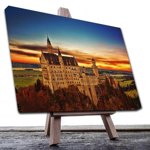 Cuadro Decorativo Canvas Paisaje Castillo Neuschwanstein en Alemania de 120 X 60 cm.