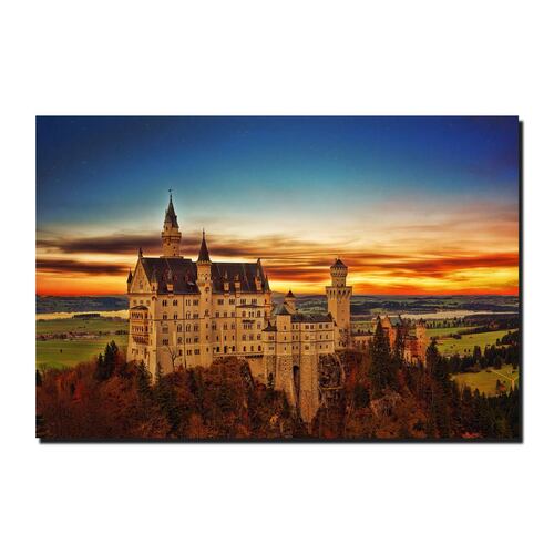 Cuadro Decorativo Canvas Paisaje Castillo Neuschwanstein en Alemania de 120 X 60 cm.