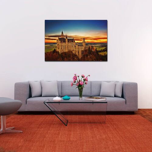 Cuadro Decorativo Canvas Paisaje Castillo Neuschwanstein en Alemania de 120 X 60 cm.