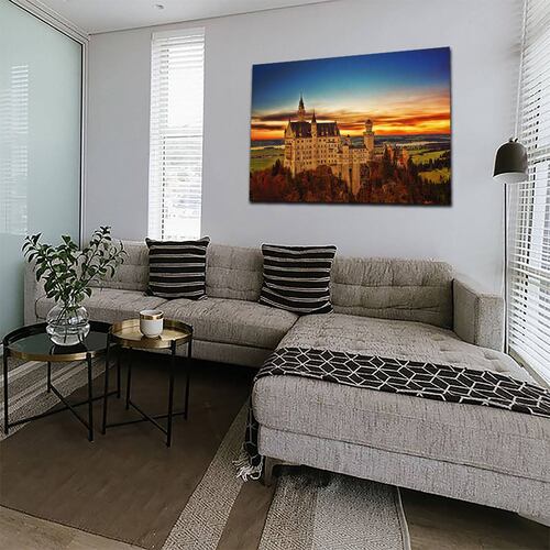 Cuadro Decorativo Canvas Paisaje Castillo Neuschwanstein en Alemania de 120 X 60 cm.