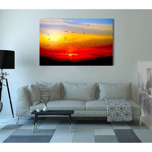 Cuadro Decorativo Canvas atardecer rojo y amarillo 120 X 60 cm.