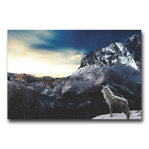 Cuadro Decorativo Canvas  Lobo en las Montañas. 120 X 60 cm.