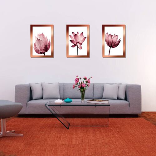 Cuadros Decorativos Set de 3 pzs Canvas de Flores 60 X 90 cm.
