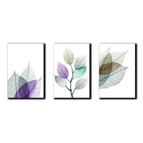 Cuadros Decorativos Set de 3 pzs Canvas de hojas moderno #2 60 X 90 cm.