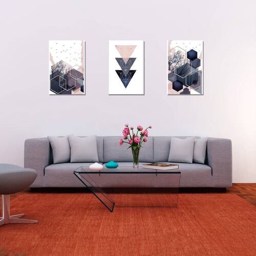 Cuadros Decorativos Set de 3 piezas Canvas figura geométricas moderno 60X90 cm cada uno.