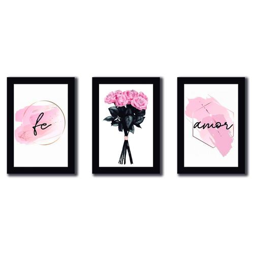 Cuadros Decorativos Set de 3 pzs Canvas fe y amor  30 X 45 cm