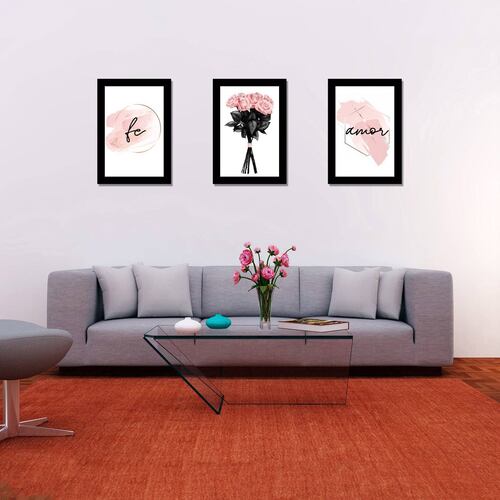 Cuadros Decorativos Set de 3 pzs Canvas fe y amor  30 X 45 cm