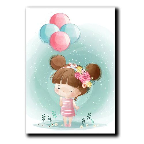 Cuadros Decorativos Set de 3 Piezas Para niñas Unicornio, Jirafa y globos 20 X 30 cm.