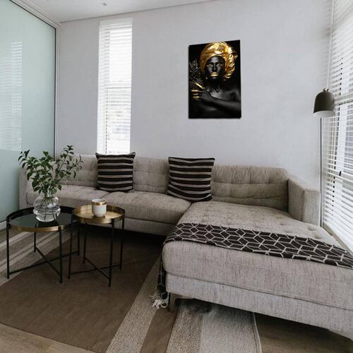 Cuadro Decorativo Rosto Mujer en Dorado y Negro #5 de 80 X 120 cm.