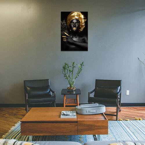 Cuadro Decorativo Rosto Mujer en Dorado y Negro #5 de 80 X 120 cm.