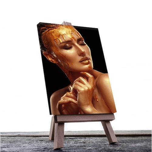 Cuadro Decorativo Rosto Mujer en Dorado y Negro #15 de 80 X 120 cm.