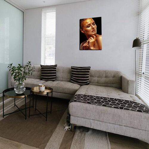 Cuadro Decorativo Rosto Mujer en Dorado y Negro #15 de 80 X 120 cm.
