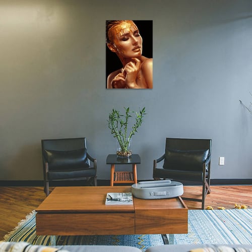 Cuadro Decorativo Rosto Mujer en Dorado y Negro #15 de 80 X 120 cm.