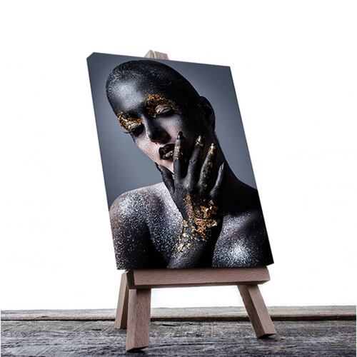 Cuadro Decorativo Rosto Mujer en Dorado y Negro #17 de 80 X 120 cm.