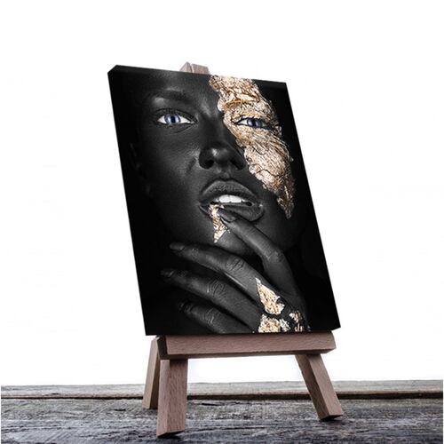 Cuadro Decorativo Rosto Mujer en Dorado y Negro #22 de 60 X 90 cm