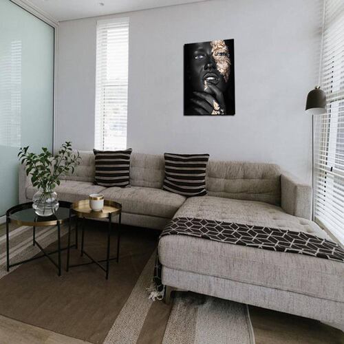 Cuadro Decorativo Rosto Mujer en Dorado y Negro #22 de 60 X 90 cm