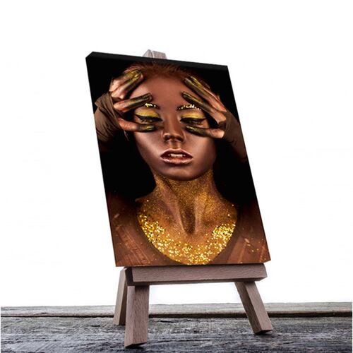 Cuadro Decorativo Rosto Mujer en Dorado y Negro #25 de 80 X 120 cm.
