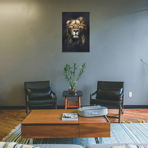 Cuadro Decorativo Leon con Fondo Negro  80 X 120 cm.