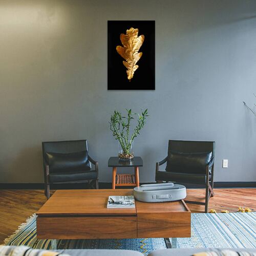 Cuadro Decorativo Moderno de hojas en dorado #55 de 80 X 120 cm.