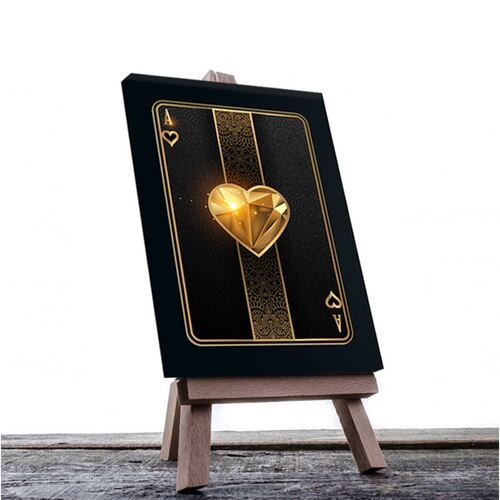 Cuadro Decorativo As de Corazones Dorado de 80 X 120 cm.