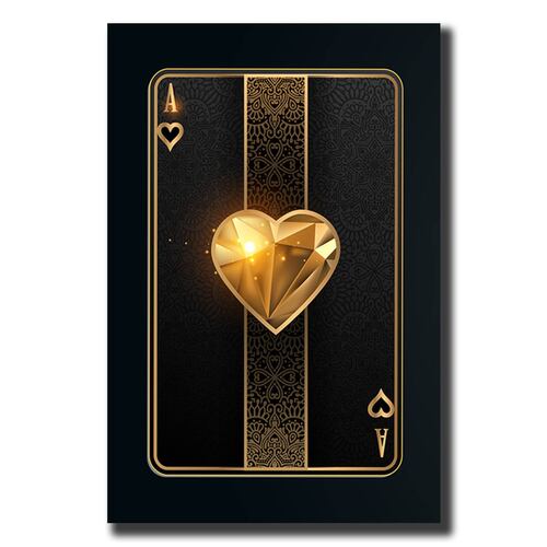Cuadro Decorativo As de Corazones Dorado de 80 X 120 cm.