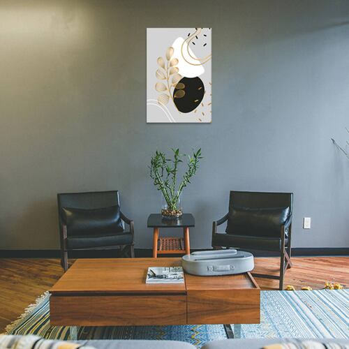 Cuadro Decorativo Hojas Doradas Minimalistas #95 de 80 X 120 cm.