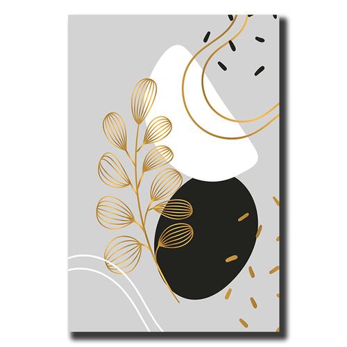 Cuadro Decorativo Hojas Doradas Minimalistas #95 de 80 X 120 cm.