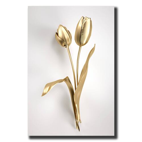 Cuadro Decorativo Hojas Doradas Minimalistas #98 de 80 X 120 cm.