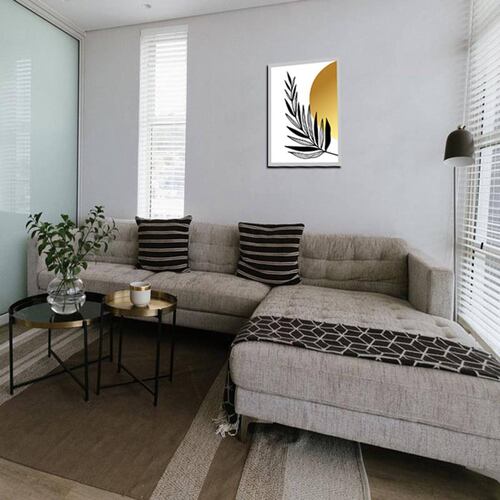 Cuadro Decorativo Hojas Doradas Minimalistas #106 de 60 X 90 cm.