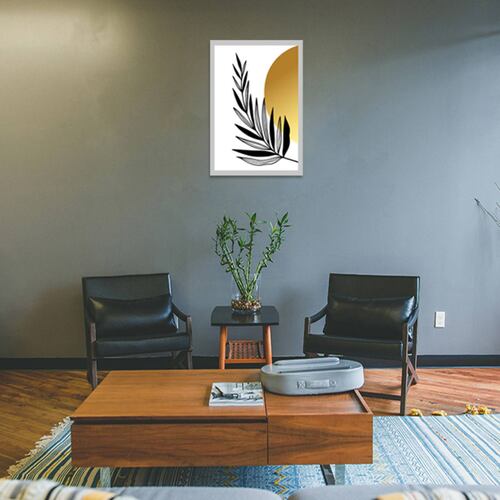 Cuadro Decorativo Hojas Doradas Minimalistas #106 de 60 X 90 cm.