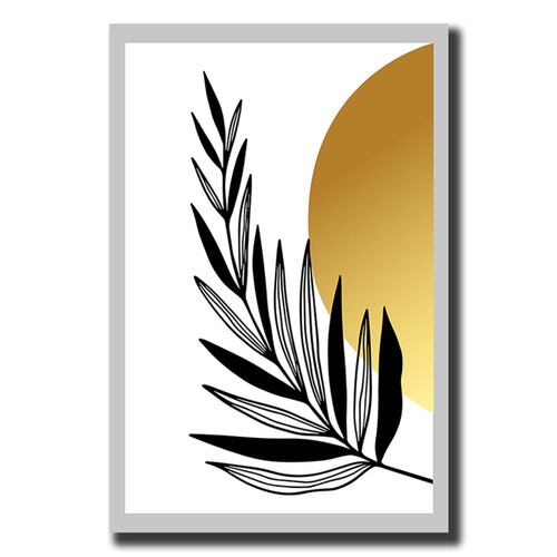 Cuadro Decorativo Hojas Doradas Minimalistas #106 de 60 X 90 cm.