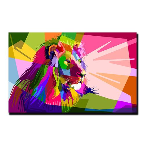 Cuadro Decorativo Holistico Leon y Colores Chakras 90 X 60.