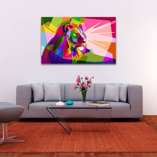 Cuadro Decorativo Holistico Leon y Colores Chakras 120 X 80.