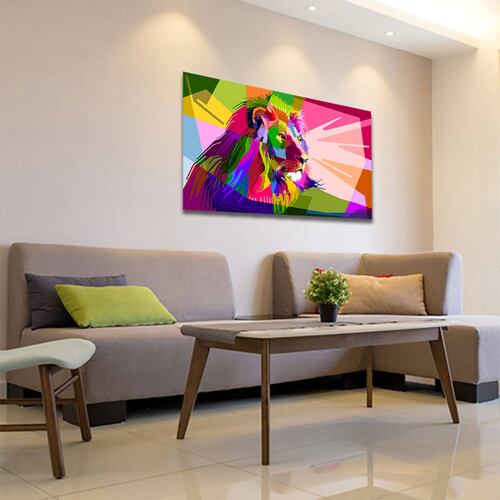 Cuadro Decorativo Holistico Leon y Colores Chakras 120 X 80.