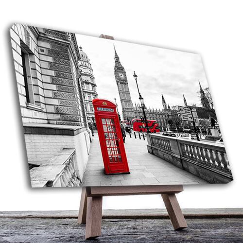 Cuadro Decorativo Londres Blanco Y Negro Con Vivos Rojos #11 60 X 40